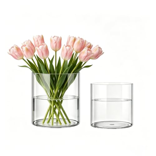 Florero cilíndrico de diseño minimalista con acabado cristal premium 2