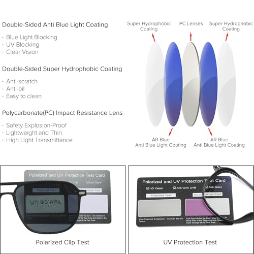 Image of Computer Blue Light Blocking Gaming Glasses Men Polarized Magnetic Clip on Sunglasses for Eyeglasses UV Protection