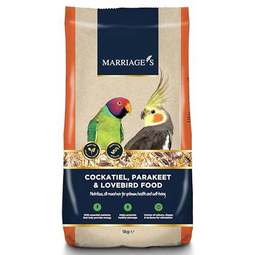 Marriages – Lovebird Food, Cockatiel Seed Mix, Parakeet Bird Seed with Oats, Nyjer Seed and Millet, Wholesome, Packed with Fibre and Protein (1kg)