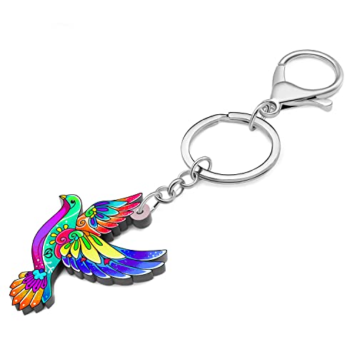 WEVENI Acrylic Cute Pigeon Keychain Charms Bird Keyring Jewelry For Women Girls3