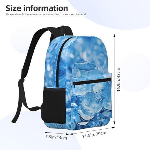 17 inch Laptop Backpack Blue Ice Cube Background Large Travel Daypack Laptop Bag Travel Hiking Rucksack4