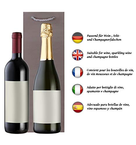 Pack of 10 Noble Bottle Gift Bags Grey for Wine Sparkling Wine and Champagne 36 cm x 12 cm x 10 cm - 14.17" x 4.72" x 3.94" - Image 4