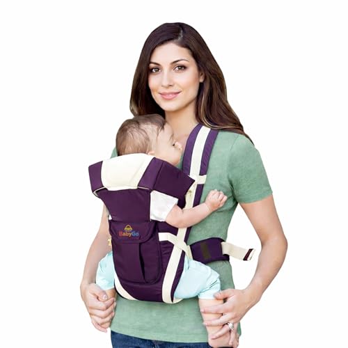 Image of BabyGo Kid Seat Baby Hip Carrier 4-in-1 Adjustable Baby Carrier Cum Kangaroo Bag|Front, Back|for 6 to 24 Months Baby|Newborn to Toddler Carrier|Safety Belt & Buckle Straps|Up to 15 Kgs (Purple)