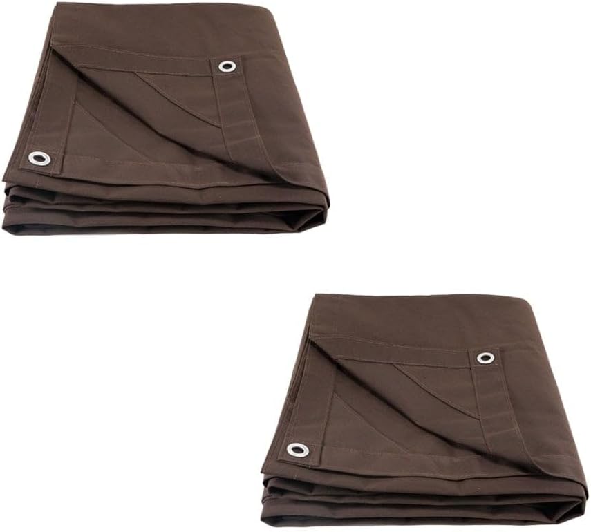 Mytee Products 8' x 10' w/ 6' x 8' Bundle Dark Brown Canvas Tarp 12oz - Water Resistant & Breathable - Heavy Duty Tarps.