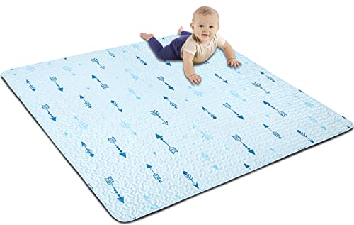 Image of Baby Floor Play Mat Foldable Crawling Mat, 50x50 Play Mat for Playpen, Washable Non Slip One-Piece Playmats Portable, Cushioned Baby Tummy Time Mats for Infants and Toddlers (Arrow)