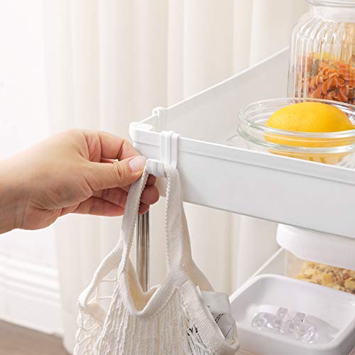 SONGMICS Carro de Almacenamiento de 3 Niveles, Carrito con Ruedas, Carro de Cocina, Ahorro de Espacio, para Baño, Oficina, 23,6 x 42 x 60,6 cm, Blanco Nube KSC009W01