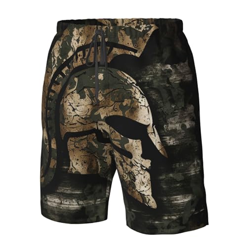 Spartan Warrior Camo Green Black Mens Swim Trunks Swim Board for Teen Shorts Surf Swimming Beach Trunks X-Large, White3