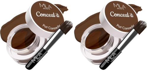 Image of Mila Beaute Conceal It Pot Concealerwith Brush | Enriched With SPF 15 and Vitamin E | Light Weight Concealer | Long Lasting Coverage | Natural Matte Finish | Covers All Skin Concerns | Easily Blendable Concealer For Face Makeup (Rich Coco)