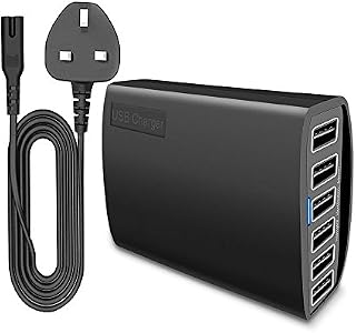 USB Charger, BTBSZ 60W 12A 6-Port USB Charging Station High Speed Travel Wall Charger Multi-Port USB Desktop Charger with iSmart Technology for Smartphone/Tablets and More