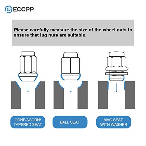 Eccpp Wheel Lug Nuts 32 Pieces 14X1.5 Thread Silver Chrome Open End Spline Lug Nuts For Gmc/F Or For Cadillac/For Honda/For Toyota/For Chevy 2012-2014 #TOP3