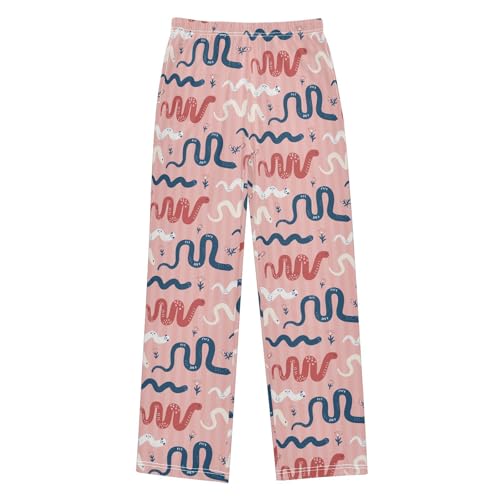 Boys' Pants Watercolor Snake Flower Long Bottoms Jogger Pants Elastic Waist Trousers with Pockets S-XL