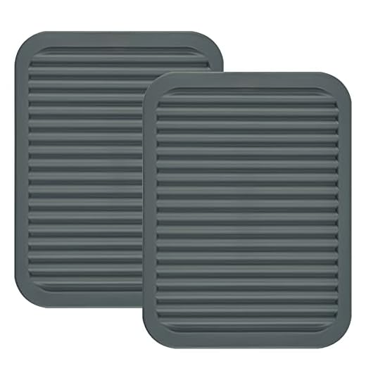 Smithcraft Lucky Plus Silicone Rubber Trivet Mat for Hot Pan and Pot Hot Pads Counter Mat Heat Resistant Table Dish Drying Mat or Placemats 2 Pack,Size:9x12 Inch, Color: Gray,Shape:Rectangular