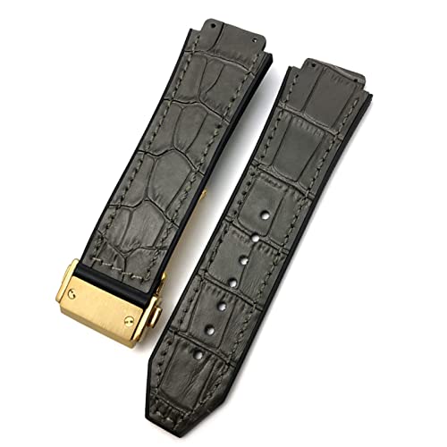 Bracelet montre caoutchouc vachette 25x19mm agate, l'élégance sport