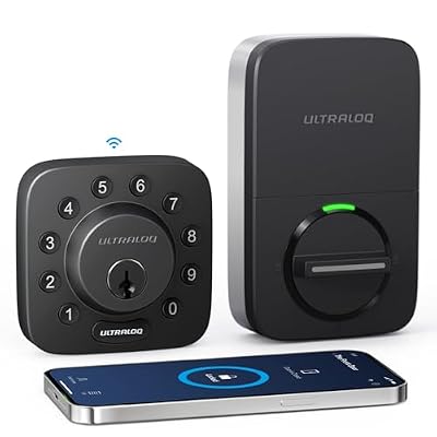 ULTRALOQ U-Bolt WiFi Smart Lock with Door Sensor, Built in Wi-Fi Smart Deadbolt Locks for Front Door, Remote Access, App Code Unlock, Auto-Lock, Auto Unlock, Works with Alexa, Google, ANSI Grade 1