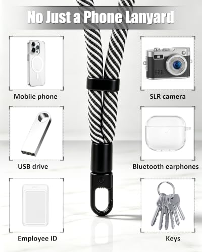 Image of VVAAGG Phone Lanyard, Phone Wrist Strap for Case, Hand Wrist Strap 2 Pack | Adjustable Cell Phone Lanyard, Self-Locking 2-Color Braided Phone Strap, Anti-Lost Wristlet Lanyard with Tether Tabs
