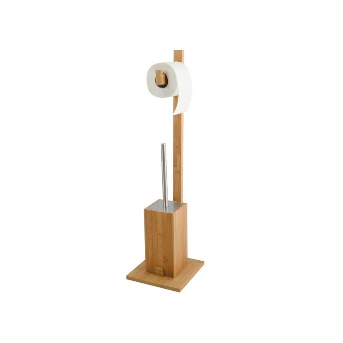 MSV Bamboo Toilet Brush Holder, Silver