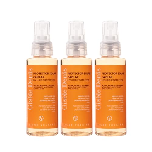 GISÈLE DENIS - Protector Solar Térmico Capilar 3 x 100 ml, en Spray, Pack 3, para Pelo Liso y Rizado, Nutre, Repara e Hidrata el Pelo, con Vitamina E, Cuidado del Cabello para Playa y Piscina