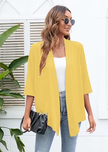 Image of Heymoments Women's Lightweight Open Front Cardigans 3 /4 Sleeve Casual Soft Drape Fall Cardigan S-2XL