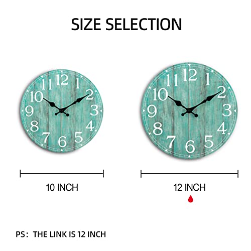 Hylanda 12 Inch Wall Clock - Teal Kitchen Accessories And Decor - Green Wall Clocks Battery Operated Silent Non-Ticking - Turquoise Clock Decor Decorative For Patio Office Bedroom Bathroom Living Room #TOP4