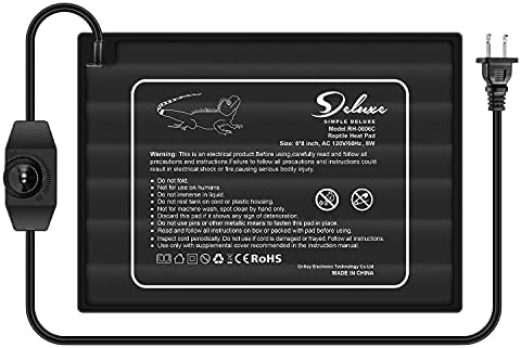 Simple Deluxe 爬行动物加热垫可在水箱下调节温度,适用于 10-20 加仑的水箱,玻璃容器加热垫适用于蛇/蜥蜴/青蛙/乌龟/蜘蛛/植物盒,6" X 8"