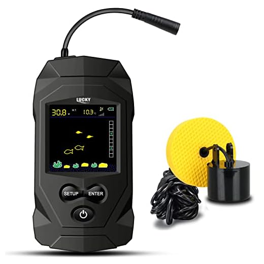 LUCKY Display Portable Fish Finder Sensor Wired Handheld Depth Finder Sonar Sea Kayak Fish Finders Transducer
