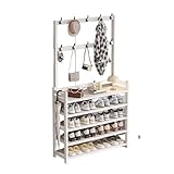 Fácil de montar y desmontar: este perchero independiente y zapatero de bambú se puede montar fácilmente. Con la ayuda de las instrucciones y herramientas incluidas, puede montar fácilmente todo el soporte. El soporte tiene 10 ganchos que se pueden quitar libremente si es necesario, y todos los ganchos tienen bordes redondeados para evitar daños a la ropa.