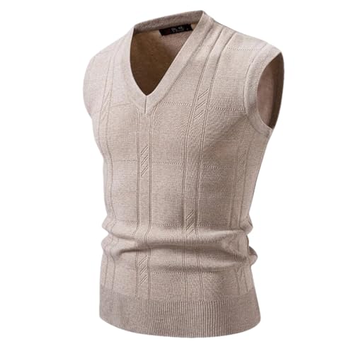 Men's Knitted Sweater Vest V-Neck Sleeveless Pullover Waistcoat Street Casual Outwear Tops