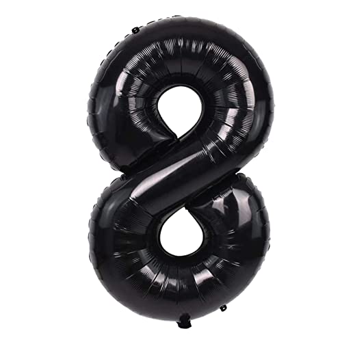 Image of 40 Inch Black Number 8 Balloon, 8th Birthday Decoration Boys Girls