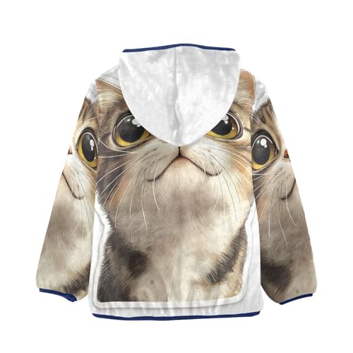 Cute Kitty Girls Fleece Jacket Girls Fall Jacket Girls Zip Up Hoodie Girls Sherpa Jacket 2-10T2