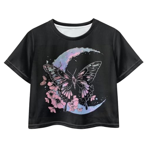 Image of Kids Crop Top Short Sleeve T-Shirts for Girls Size 5-14