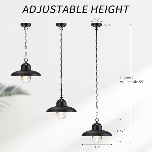 Image of Solar Outdoor Pendant Lights with Adjustable Chain and Bubble Glass | Max 59 inch Adjustable, Die-cast Aluminum, Dusk to Dawn, Waterproof, Rust-resistant, Fits Sloped Ceilings, Hardwired, E26 Base