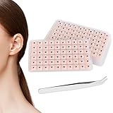 GNALIA Akupunkturpflaster Ohrsamen Set, 600 Stück + 1 Pinzette, Ohrakupressur Aufkleber Mit Massagestift, Standardgröße, Rosafarbene Karte