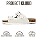 Project Cloud 100% Genuine Leather Kids Sandals - Natural Cork Footbed Non-Slip Slides for Kids - Lightweight Boys & Girls Sandals - Water-Resistant Girls & Boys Sandals (Little Venita, WHITACT,1)