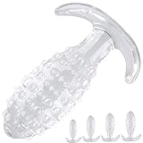 ScreaAss Mini Silikon Analplug Tragbar Anal Dildo Analkugeln Mit Anker, 4 Größen Weiches Analstecker Butt Plugs Anal Kugeln Penis Nachbildung SM Dildo Sexspielzeug Für Männer Frauen,Clear,XL