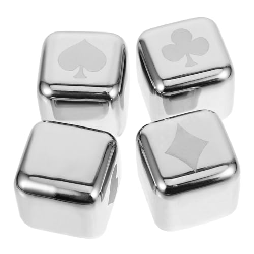 Mobestech 4 Piezas Cubitos de Hielo Inoxidable Reutilizables para Whisky Póker para Enfriar Bebidas Sin Diluir