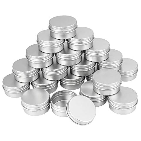 TANCUDER 20pcs Empty Travel Cosmetics Container Jars 20ml Aluminium Tin with Screw Lids Makeup Storage Containers Pots Bottles for Cream, Sample, Powder, Silver Cover