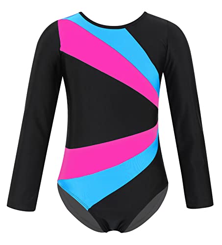Happy Cherry Leotardo de Ballet para Niñas Maillots de Gimnasia Rítmica Manga Larga con Cuello Redondo Body de Baile para Danza Yoga Actuación, 13-14 Años