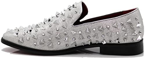 Image of SPK16 Men's Vintage Spike Dress Loafers Slip On Fashion Shoes Classic Tuxedo Dress Shoes