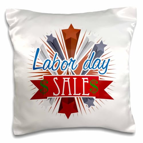 3dRose Image of Labor Day Sales On Large Colorful Sign with Money Symbol 16x16 inch Pillow Case