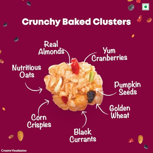 Image of Kellogg's Crunchy Almond Berry Crumble Granola 450g | 12-In-1 Power Breakfast | No Maida, No Palm Oil | Source of Protein & Fibre | Baked Multigrain Clusters (Pack of 2)