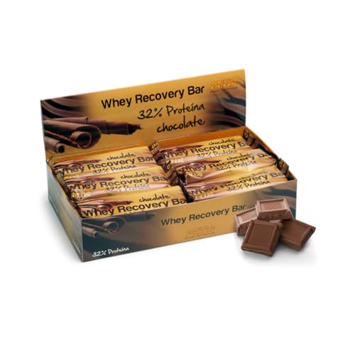 Barritas proteina - Whey Recovery Bar - 18 unidades de 35g - 32% protein - sabor chocolate - sin aspartamo - galletas y chocolate- Bajo en azucar - whey protein (18 Unidades, Chocolate)