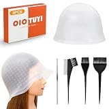 OioTuyi 5er Set Strähnchenhaube Silikon mit Nadel und Haarfärbepinsel Wiederverwendbare Färbehaube für Highlights Profi Friseur Zubehör Set zum Haare Färben Damen Herren