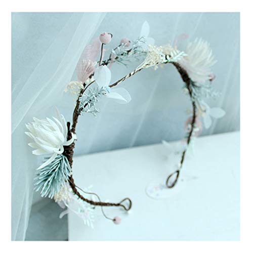 ZGP &Headdress Crown Flower Wreath Corolla Headband Bridal Headdress Children Rattan Head Flower Jewelry Korean Bridesmaid Hair Accessories floral garland