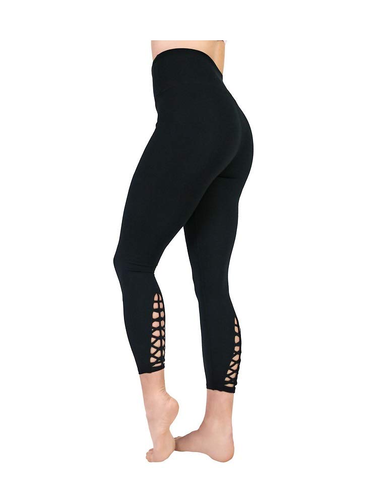 Womens High Waisted Macrame Tight Leggings