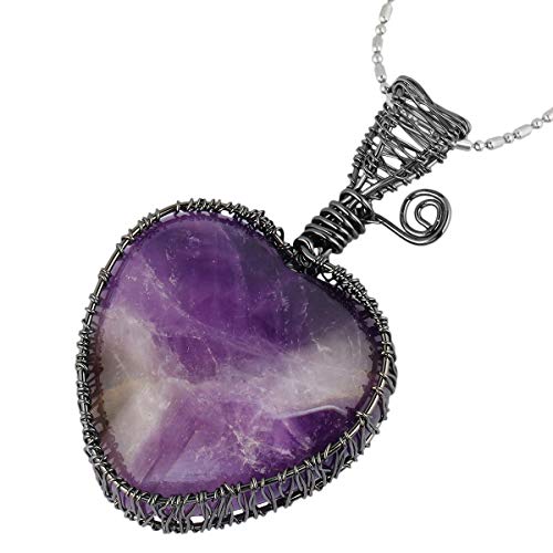 Pendentif cœur pierre naturelle anti-ternissement avec chaîne solide
