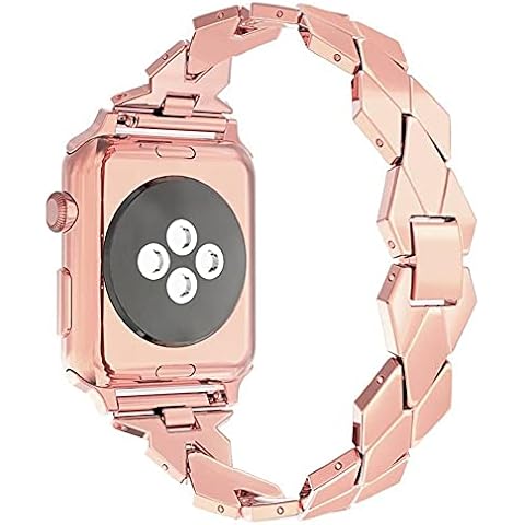 Mangoton Compatible with Apple Watch Band Pink 38mm 40mm, Stainless Steel Band,Women Metal Wristband,Replacement iWatch Band for Series 7/6/5/4/3/2/1/SE(Pink, 38/40mm) Cover