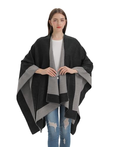 YnimioAOX Women's Shawl Wrap Poncho Sweater Open Front Cape for Fall Winter2