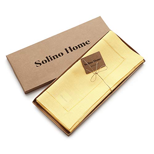 image for Solino Home Linen Table Runner 90 Inches Long - Classic Hemstitch 100%