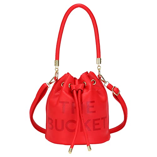 Image of JQAliMOVV Mini Leather Bucket Bags for Women Drawstring Bucket Purse Crossbody Handbags Hobo Bag