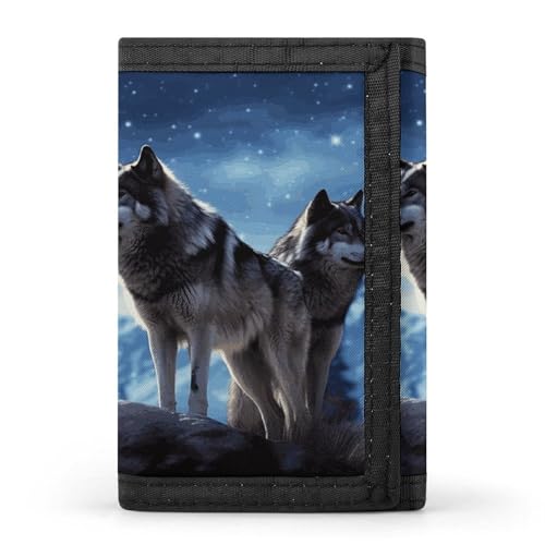 Wolfs Trifold Wallet, Card Cases And Money Oganizer Thin Stylish Mini Coin Bag with Zipper Coin Pocket Credit for Men And Women